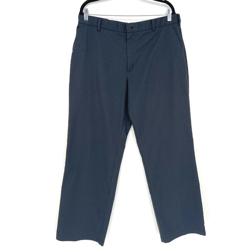 Nike‎ Golf Dri-Fit Pinstripe Pants Mens 36x32 Navy Blue Stretch Performance EUC
